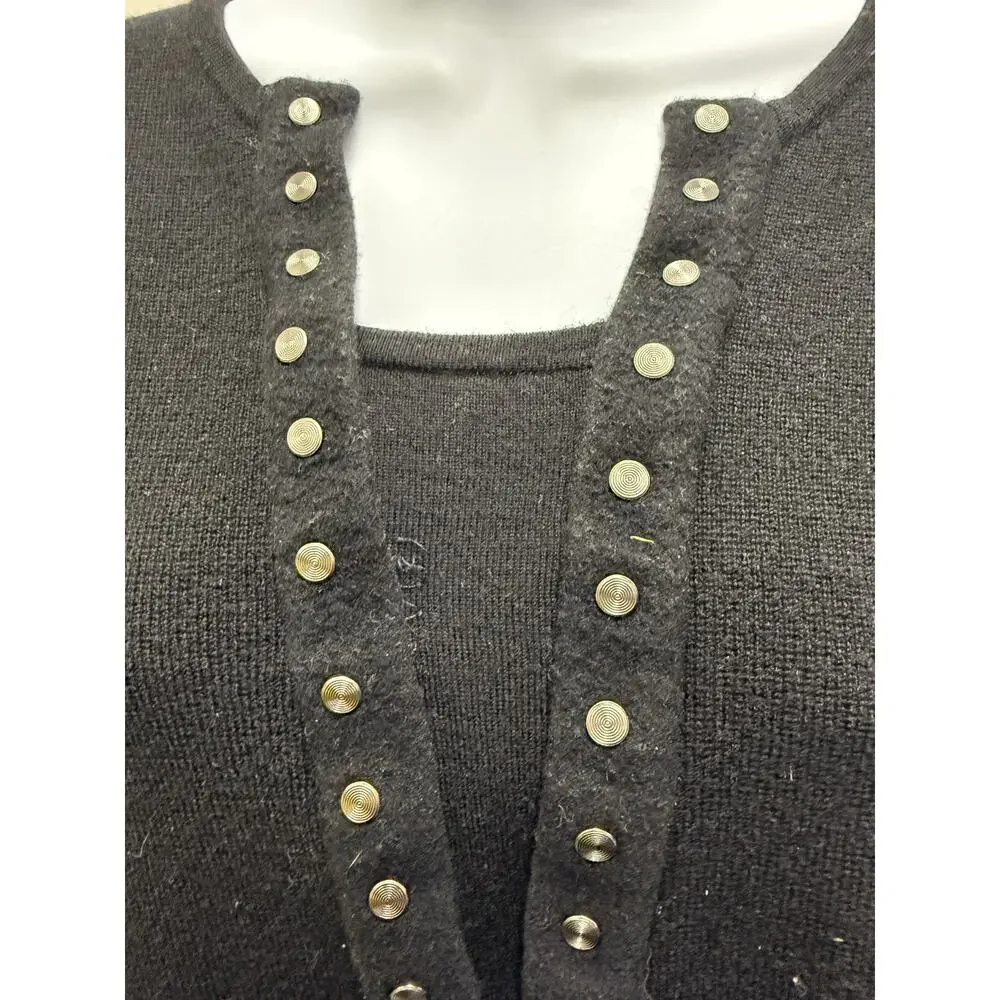 🖤Tory Burch US M Gray Studded Knit Tunic Sweater Top Luxe Prep Moto Y2K Studded